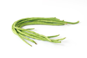 A bunch of Long bean vegetable isolated on white background