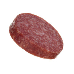 slice of sausage isolated on white background