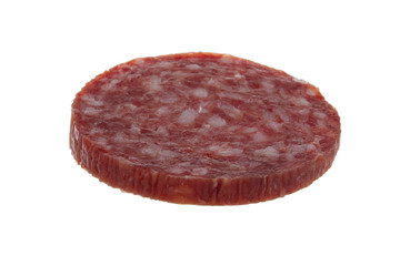 slice of sausage isolated on white background