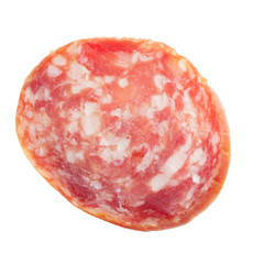 slice of sausage isolated on white background