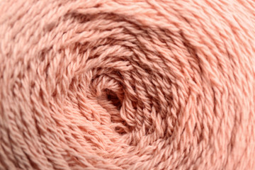 Clew of knitting threads as background, top view. Sewing stuff