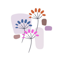 purple flowers card vector floral design element primitive scandinavian