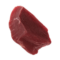 cut of dried chicken carpaccio isolated on white background