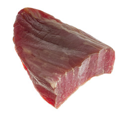 cut of dried chicken carpaccio isolated on white background