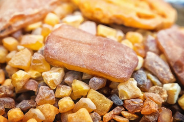 Natural pieces of amber