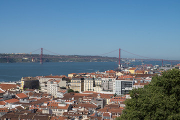 Fototapeta na wymiar View of Lisbon (capital of Portugal) from the heights of the city