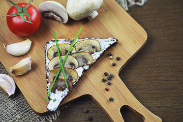 Assorted sandwiches with different fillings, fish mushrooms and others