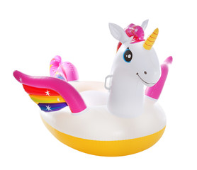 Funny inflatable unicorn ring isolated on white © New Africa