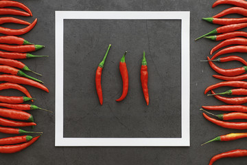 Hot red pepper. Chilean pepper on a black.