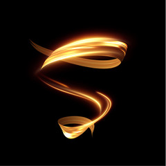 Golden shiny lines in spiral shape vector background. EPS10