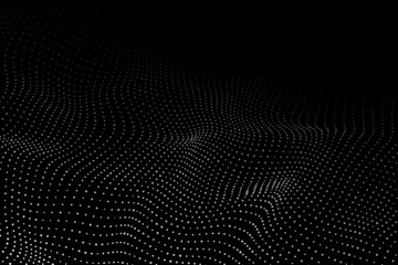 Wave 3d. Wave of particles. Futuristic point wave. Design for poster. Technology vector background. Vector illustration.