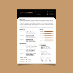 Resume design template minimalist cv. Business layout vector for job applications