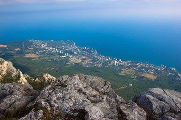  view of the city and the sea from the mountain