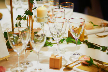 Beautiful table set with candles and flowers