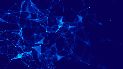 Big data visualization. Science background. Big data complex with compounds. Lines plexus