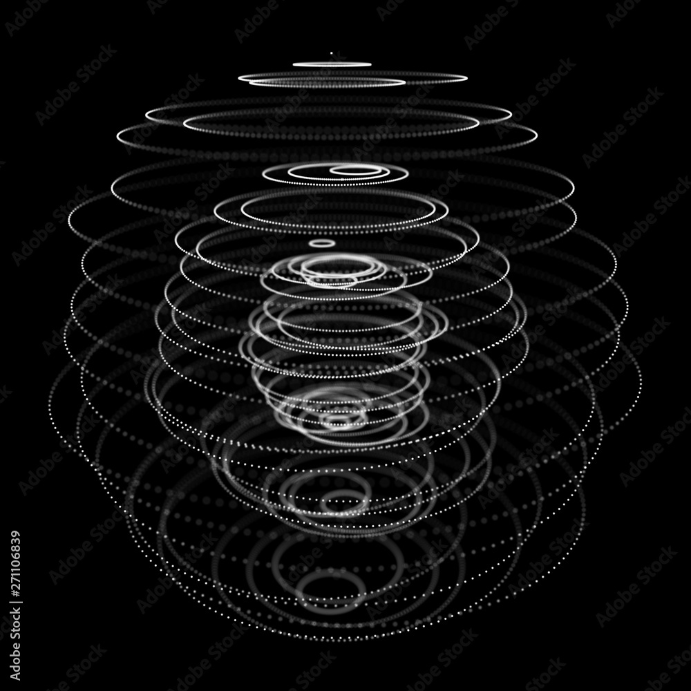 Poster abstract 3d sphere made of points. futuristic technology style. sphere particles. background . plexu