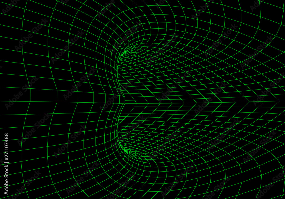 Poster 3d tunnel. tunnel or wormhole. grid texture. abstract tunnel. 3d vector illustration tunnel.