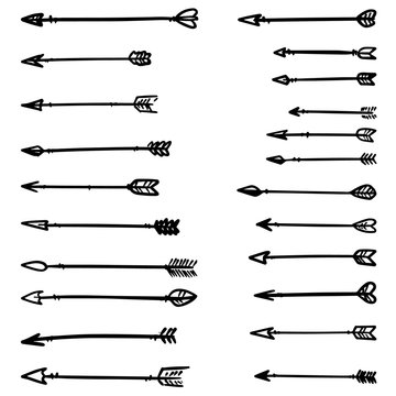 Illustration of native american arrows on white. Design element for poster, card, banner, flyer, menu. Vector illustration