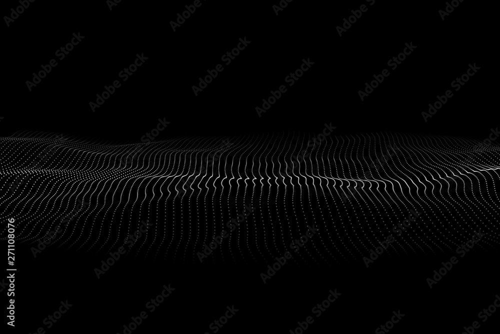 Poster wave 3d. wave of particles. futuristic point wave. design for poster. big data. vector illustration.