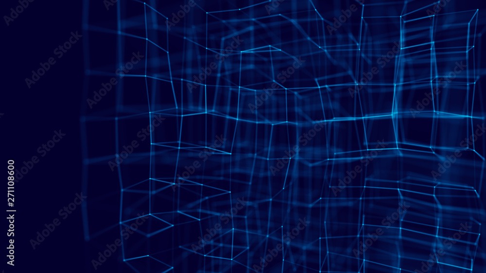 Aufkleber blockchain technology concept. big data visualization. 3d blue illustration. distributed register te