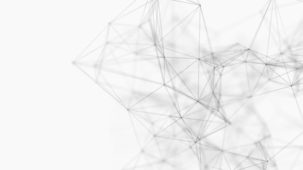 Abstract white digital background. Big data visualization. Science background. Big data complex with compounds. Lines plexus.