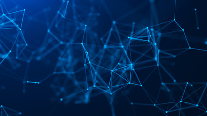 Abstract blue digital background. Big data visualization. Science background. Big data complex with compounds. Lines plexus.