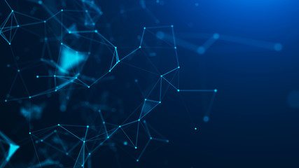 Abstract blue digital background. Big data visualization. Science background. Big data complex with compounds. Lines plexus.