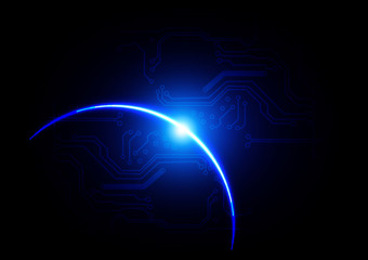 Abstract futuristic blue light with circuit in dark blue color background. illustration vector design