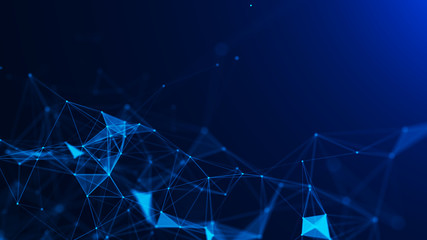 Abstract blue digital background. Big data visualization. Science background. Big data complex with compounds. Lines plexus.