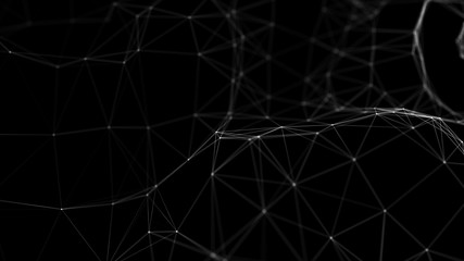 Wave 3d. 3D black abstract background. Abstract background with a dynamic wave. Big data visualization. 3d rendering.