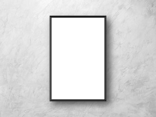poster frame on marble cement wall texture background for mock up design concept	