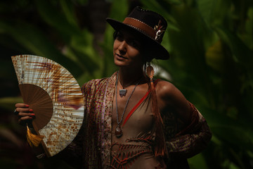 woman on natural tropical background