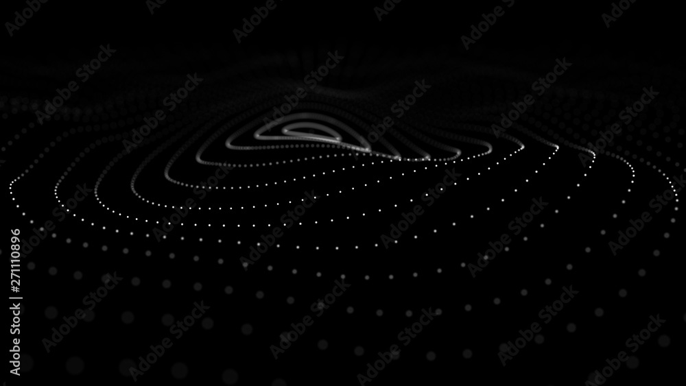 Poster wave 3d. 3d black abstract background. abstract background with a dynamic wave. big data visualizati