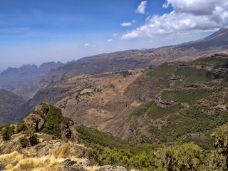 Fototapeta na wymiar Beautiful mountain range in Simien Mountains National Park in Ethiopia