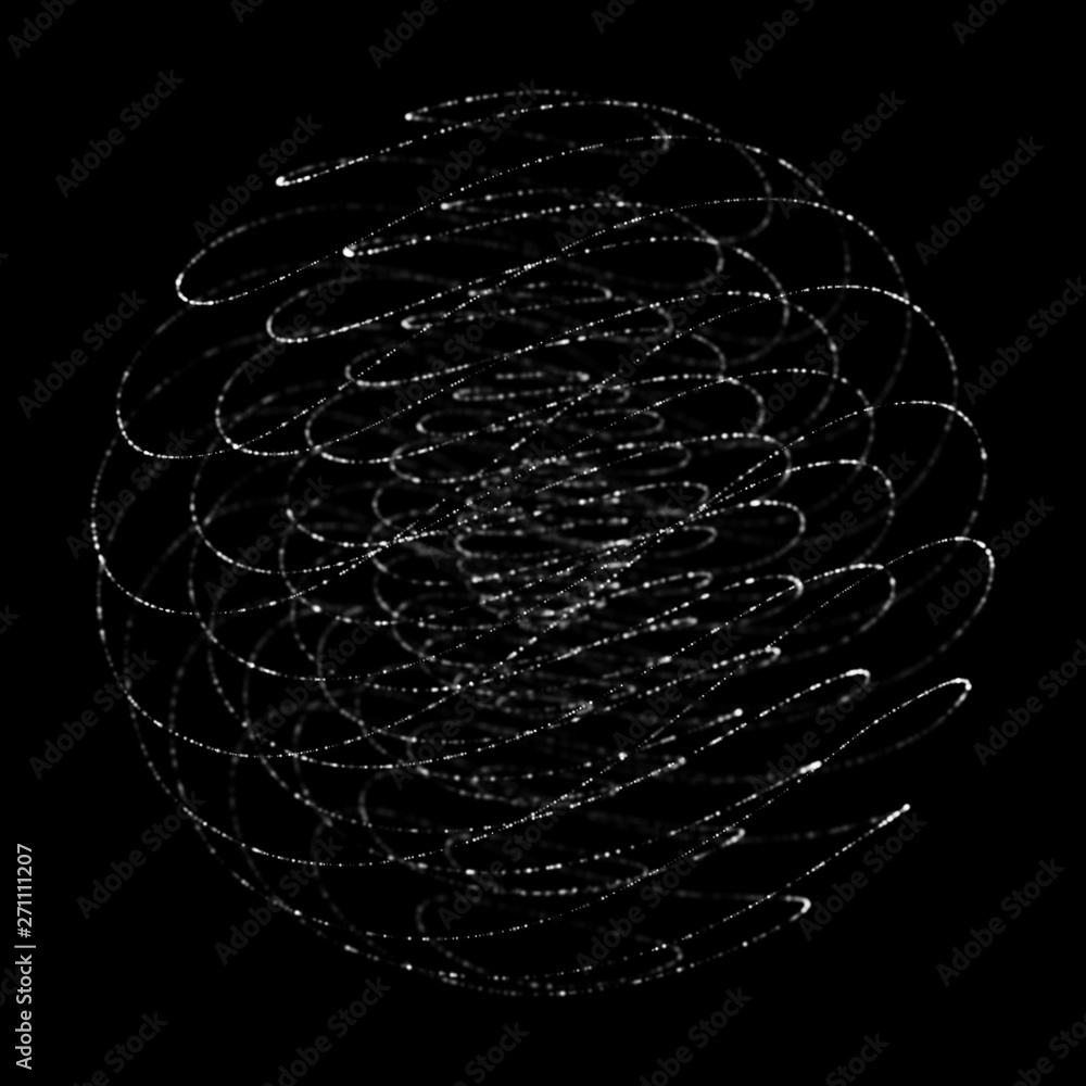 Poster abstract black 3d sphere. sphere with twist lines. glowing lines twisting logo design. outer space o