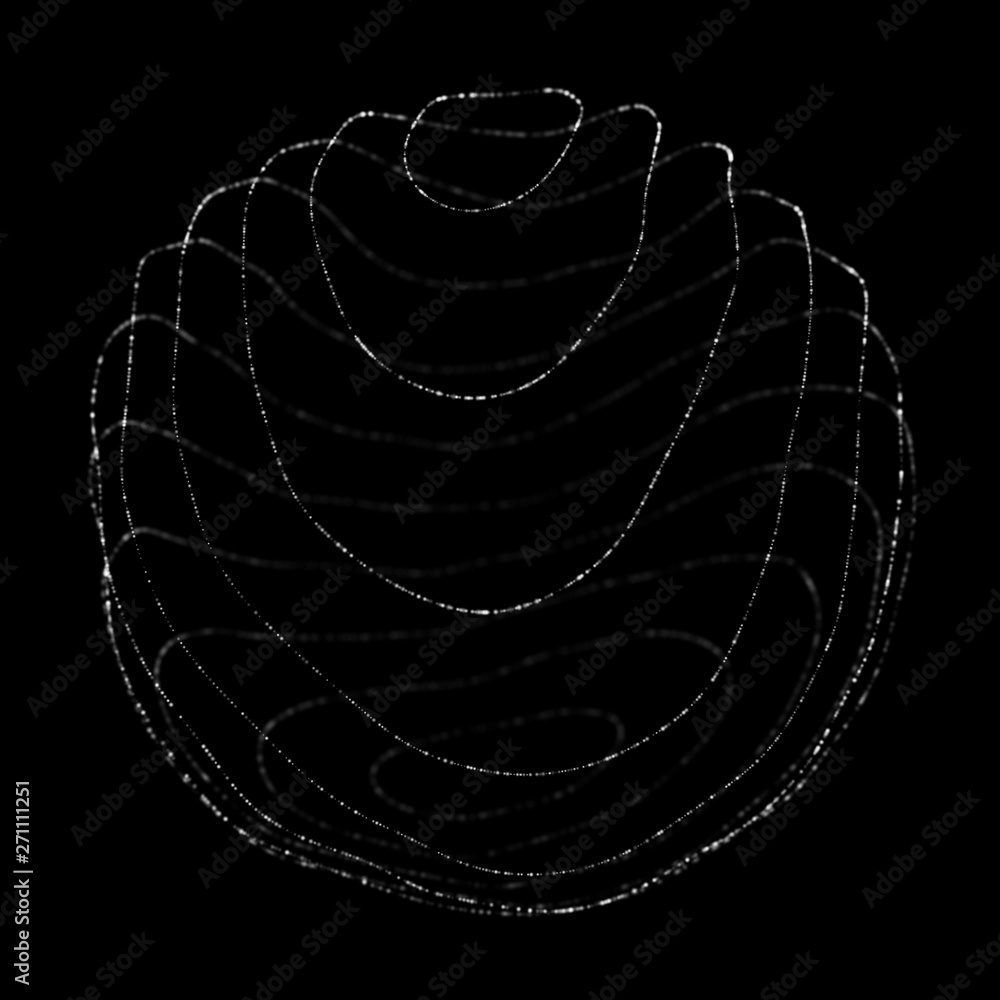 Poster abstract black 3d sphere. sphere with twist lines. glowing lines twisting logo design. outer space o