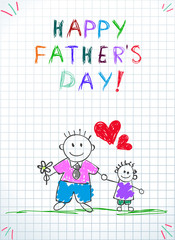 Happy Fathers Day Greeting Card Dad with Baby Son