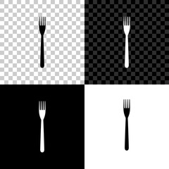 Fork icon isolated on black, white and transparent background. Vector Illustration