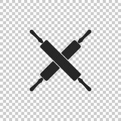 Crossed rolling pins icon isolated on transparent background. Kitchen utensils and equipment. Flat design. Vector Illustration