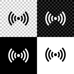 Wi-Fi wireless internet network symbol icon isolated on black, white and transparent background. Vector Illustration