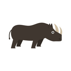 Rhinoceros icon in flat style, african animal vector illustration