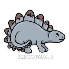  illustration of a cute dinosaur stegosaurus