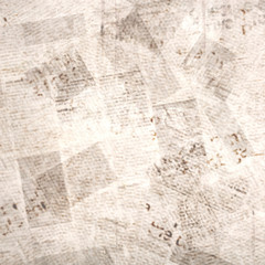 Old vintage grunge newspaper paper textured square background.