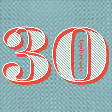 Handwriting vector vintage pop art style for celebrating, anniversary of number 30, 30th year anniversary, color half tone for invitation card, backdrop, label or stationary