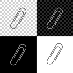Paper clip icon isolated on black, white and transparent background. Vector Illustration