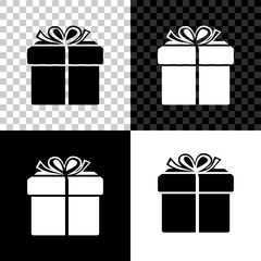 Gift box icon isolated on black, white and transparent background. Vector Illustration