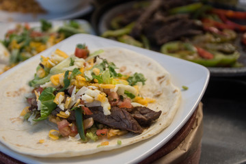Plate of Fajitas - traditional Tex-Mex dish