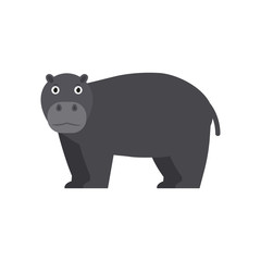 Pygmy hippo icon in flat style, african animal vector illustration