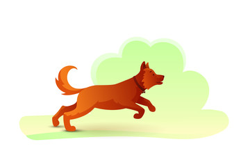 Fototapeta premium Running dog flat vector illustration isolated on white background