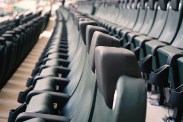 Abstract shot of rows of seating in a sports stadium